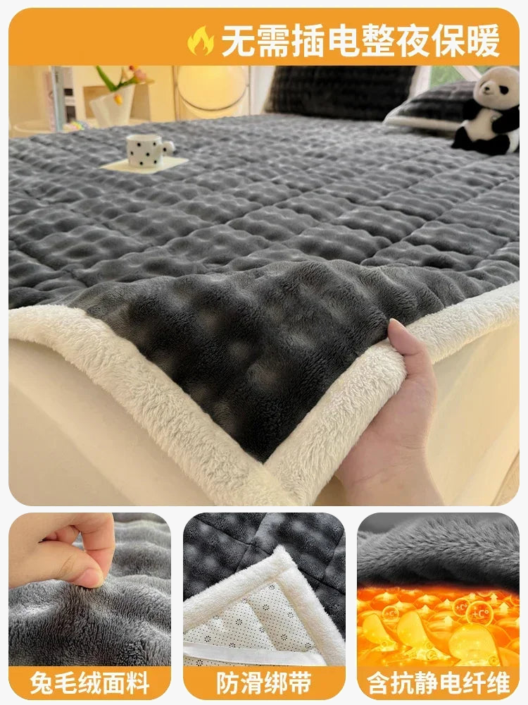 Warm velvet surmatelas for non-slip and foldable double bed - view 7