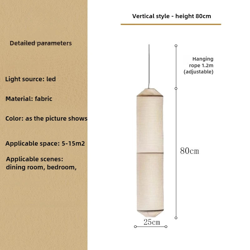 Fabric cylindrical pendant light for elegant interior decoration - view 7
