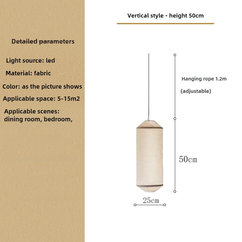 Fabric cylindrical pendant light for elegant interior decoration - view 8