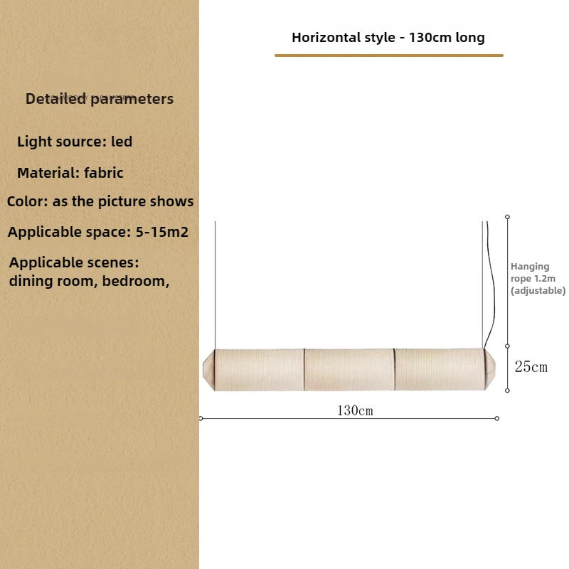 Fabric cylindrical pendant light for elegant interior decoration - view 9