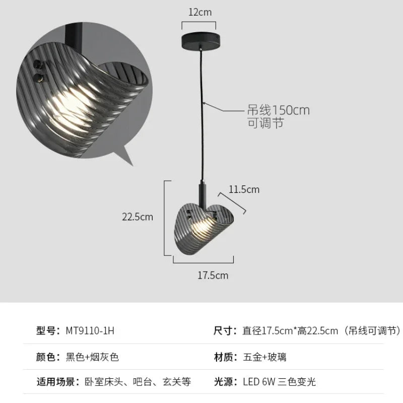 Art decorative glass design pendant light with modifiable gradation - view 7
