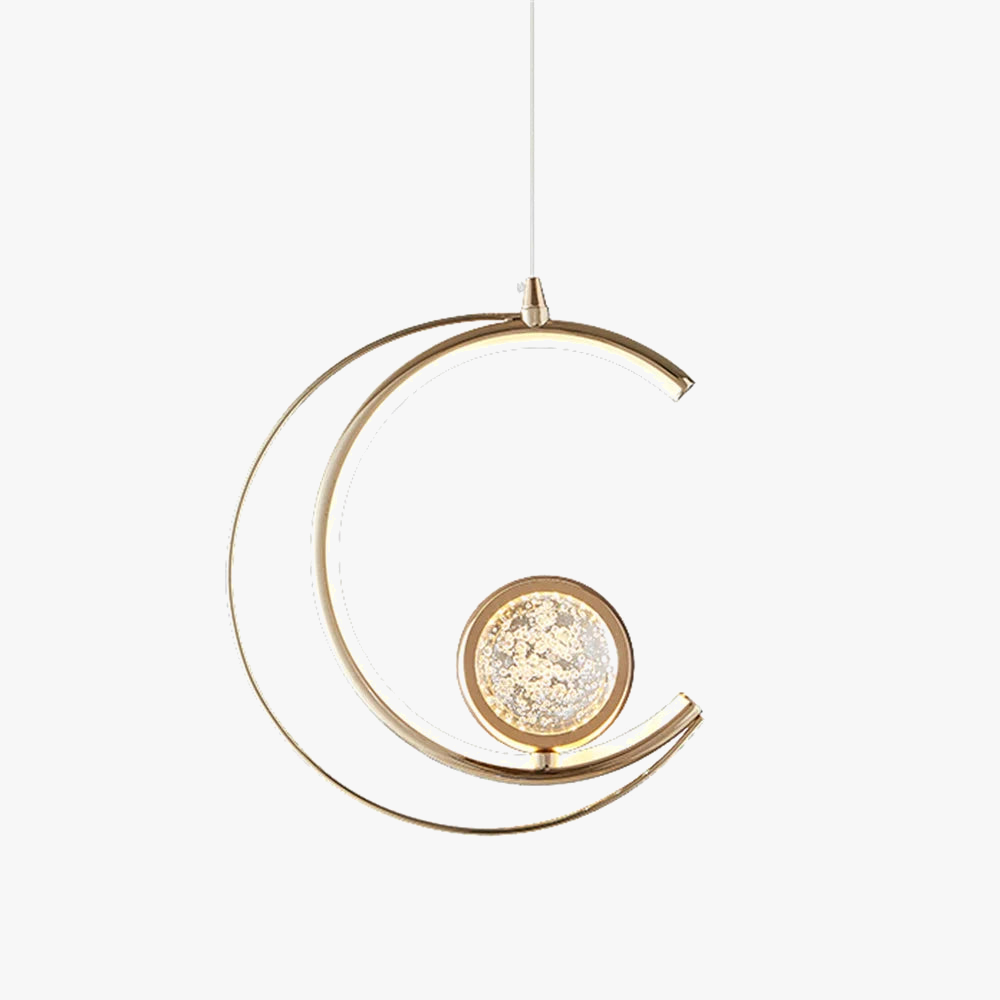 Elegant Nordic crescent moon crystal pendant light - view 5