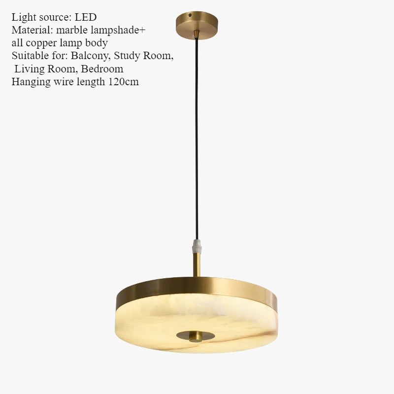 White marble pendant light and elegant copper design for modern interior - view 7