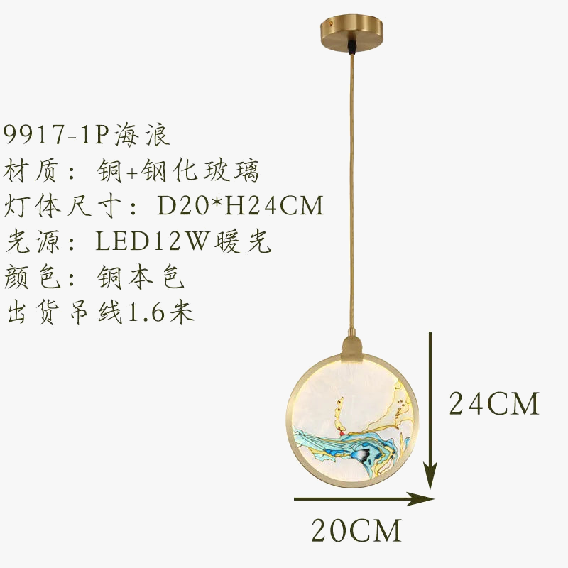 Chinese style glass pendant light for modern interior decoration - view 8