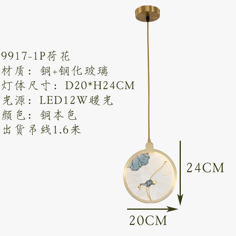 Chinese style glass pendant light for modern interior decoration - view 9