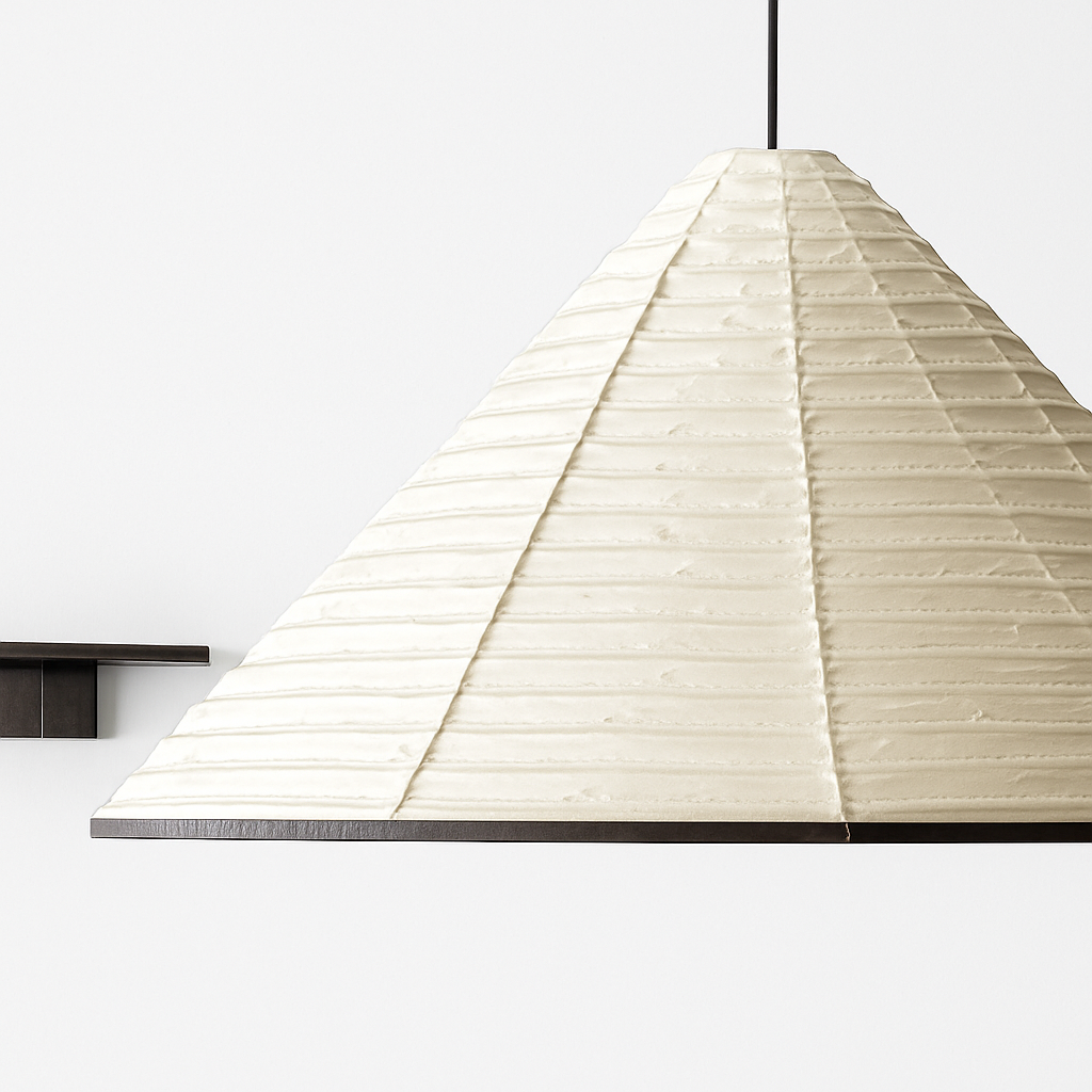 Japanese wabi sabi pendant light in foldable and circular rice paper - view 3