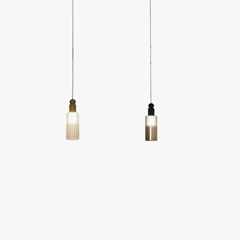 Modern pendant light in glass and copper with interchangeable cords - view 6