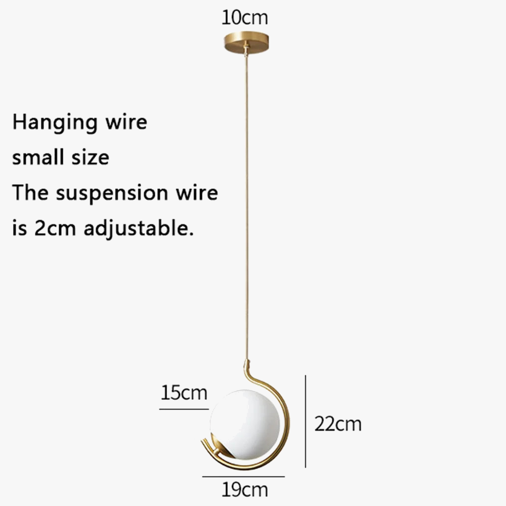 Nordic pendant light in metal and glass with decorative led ball - view 6