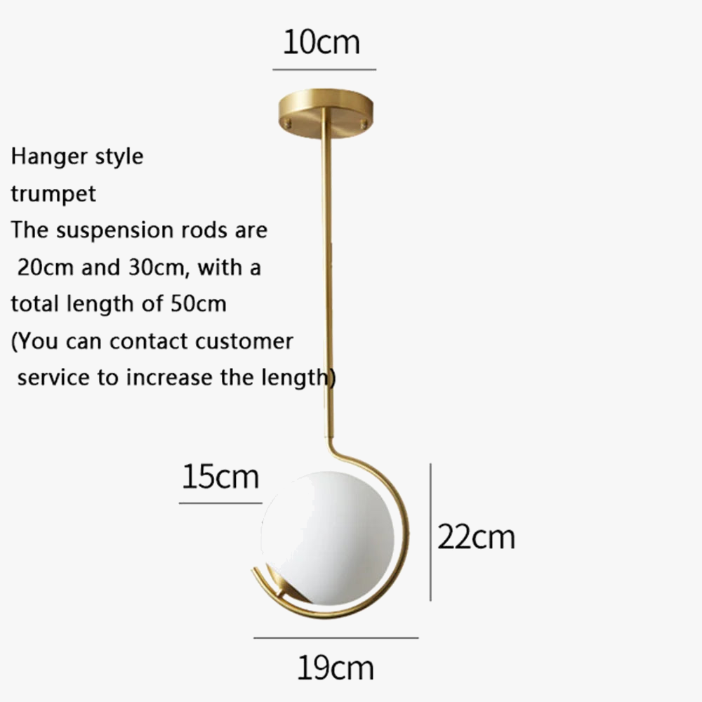 Nordic pendant light in metal and glass with decorative led ball - view 7
