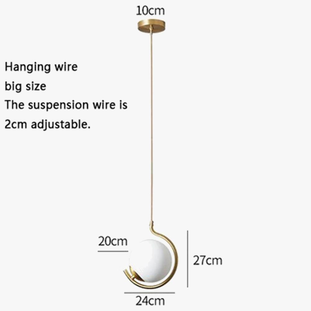 Nordic pendant light in metal and glass with decorative led ball - view 8