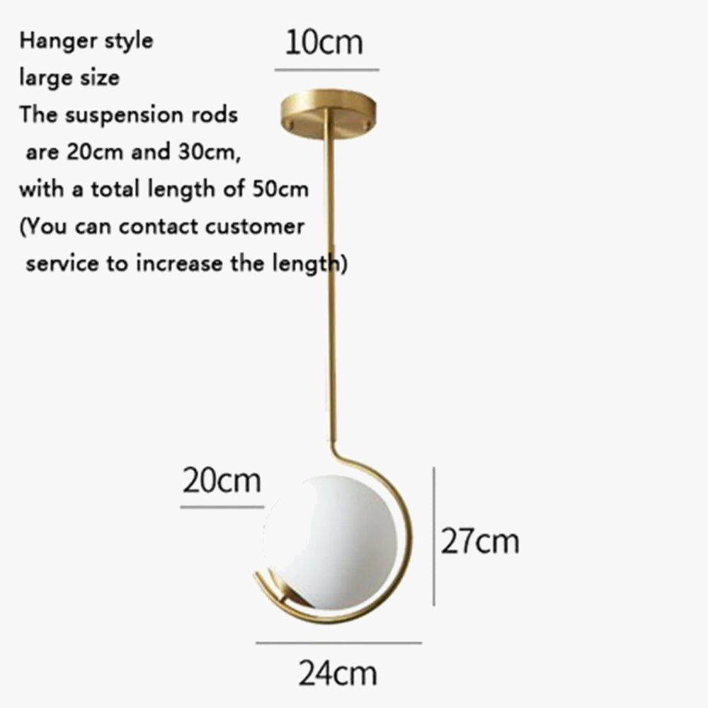 Nordic pendant light in metal and glass with decorative led ball - view 9