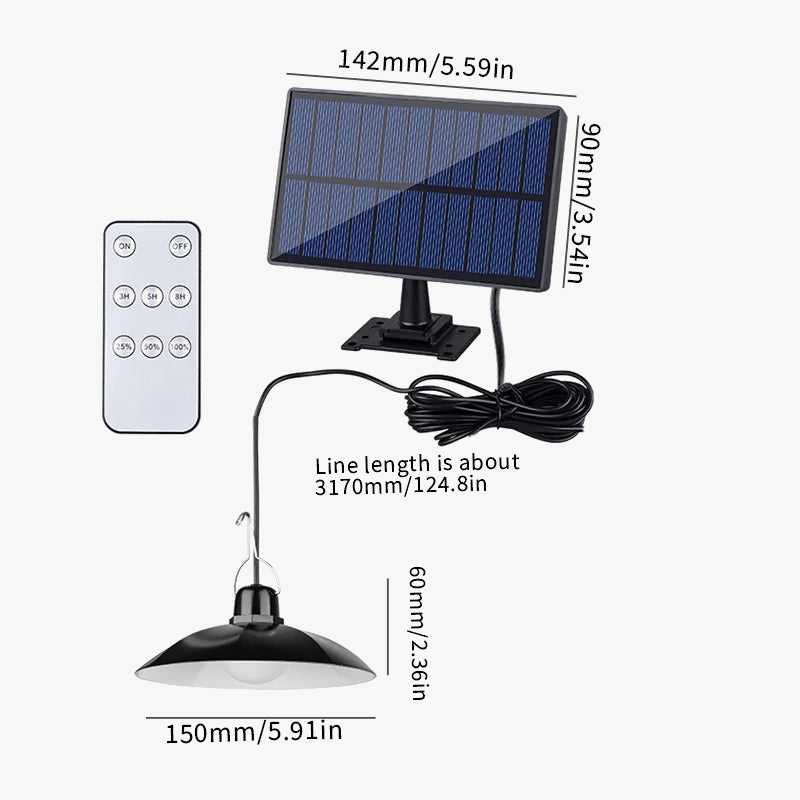 Solar led pendant light with remote control for outdoor garden camping