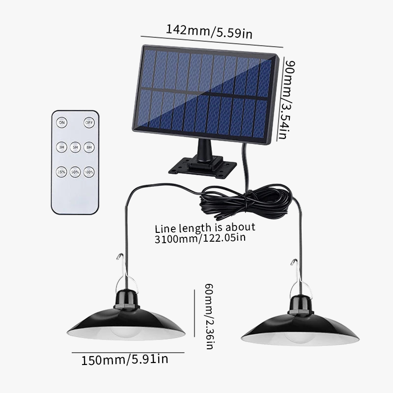 Solar led pendant light with remote control for outdoor garden camping - view 8