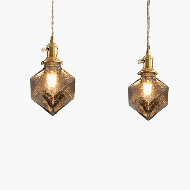 Vintage pendant light with crystal glass switch and shade - view 6