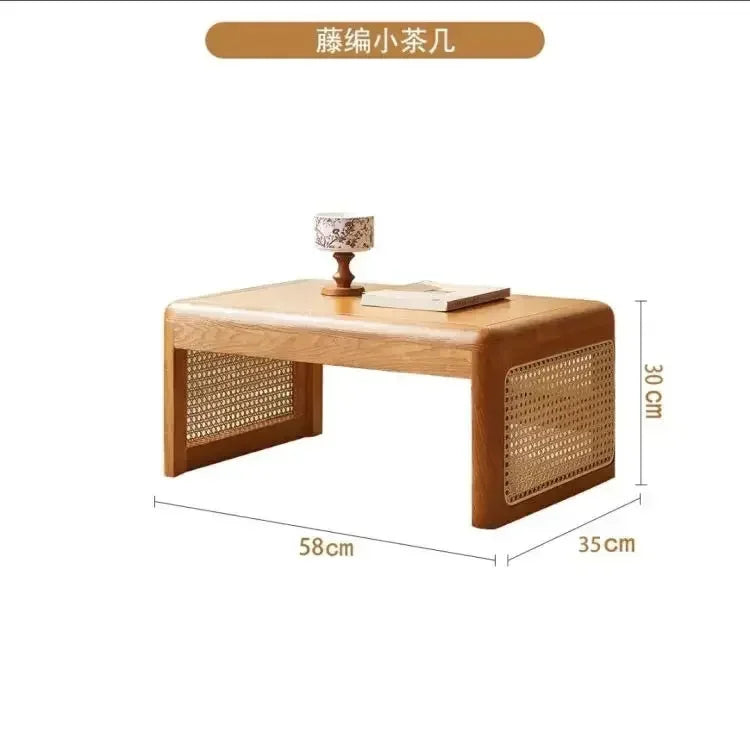 Solid rattan coffee table Japanese retro style for leisure - view 8