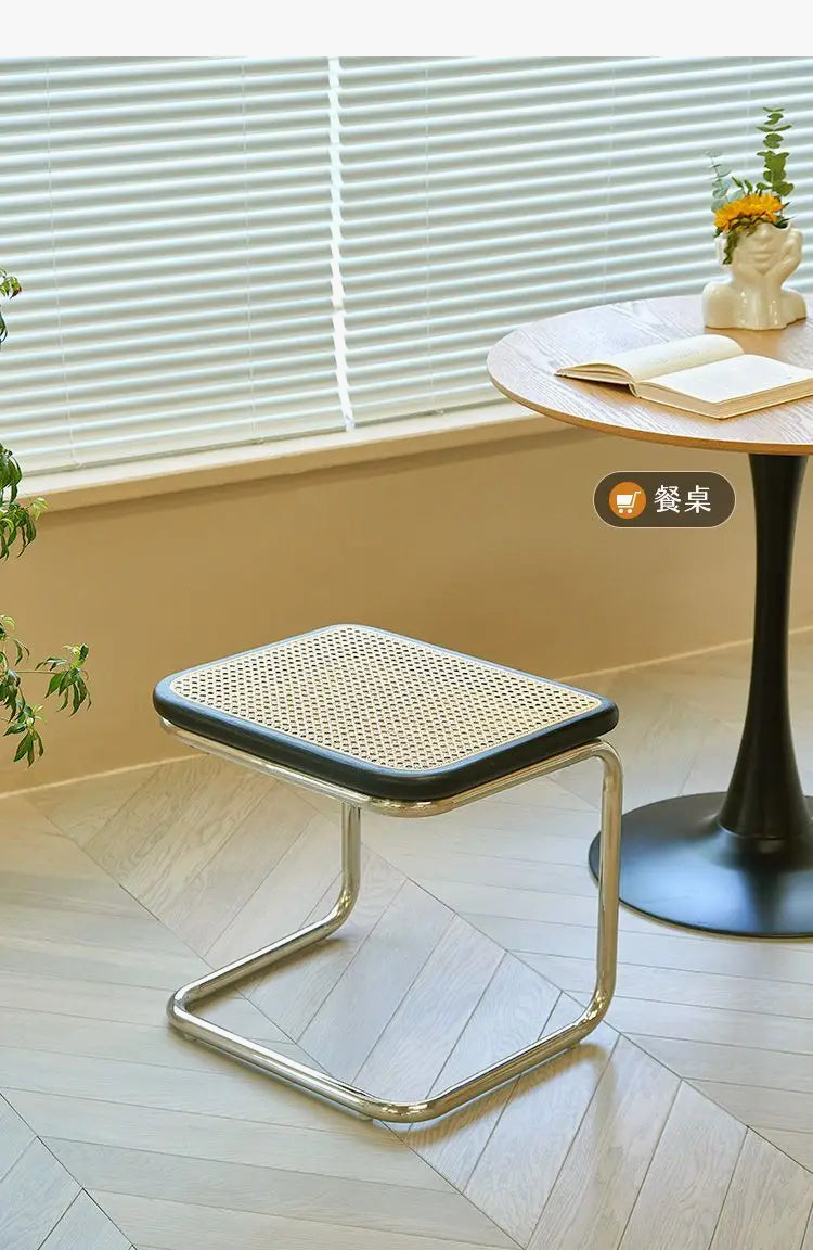 Old Japanese style rattan stool for living room or entrance - view 9