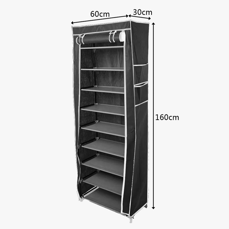 Fabric shoe shelf for reduced space and practical storage - view 2