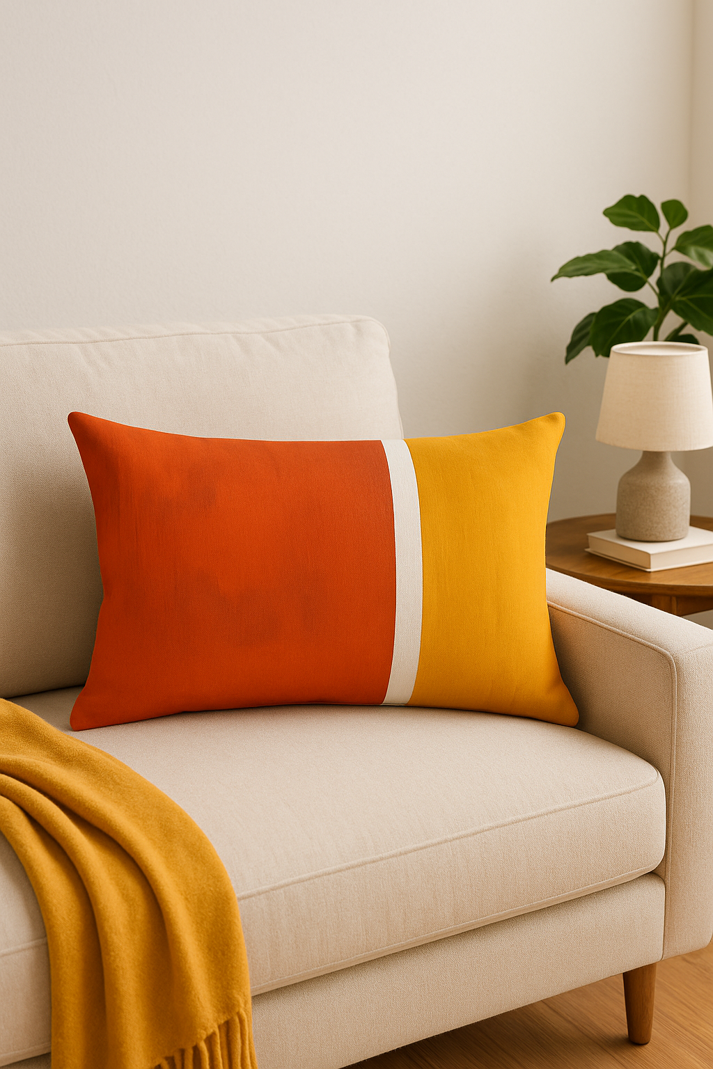 Decorative pillowcase with geometric motifs with lumbar support - view 2