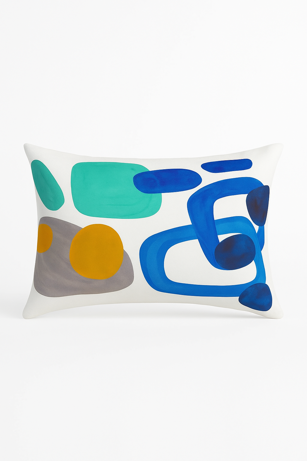 Decorative pillowcase with geometric motifs and lumbar support