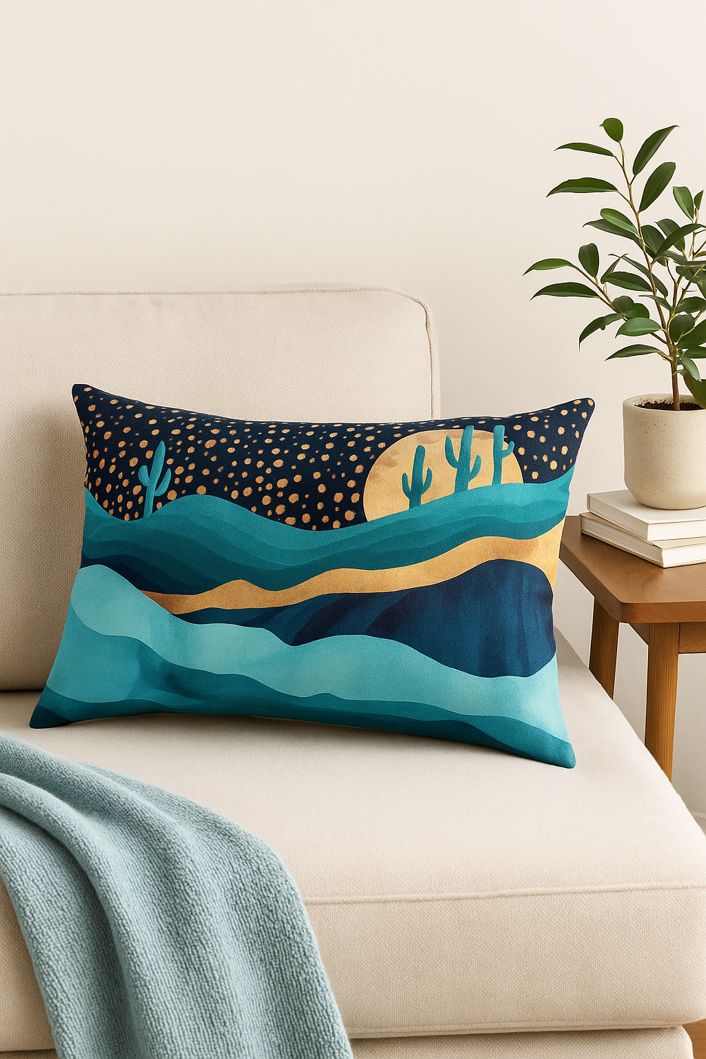 Decorative pillowcase Chinese style watercolor stripes 30 x 50 cm - view 2