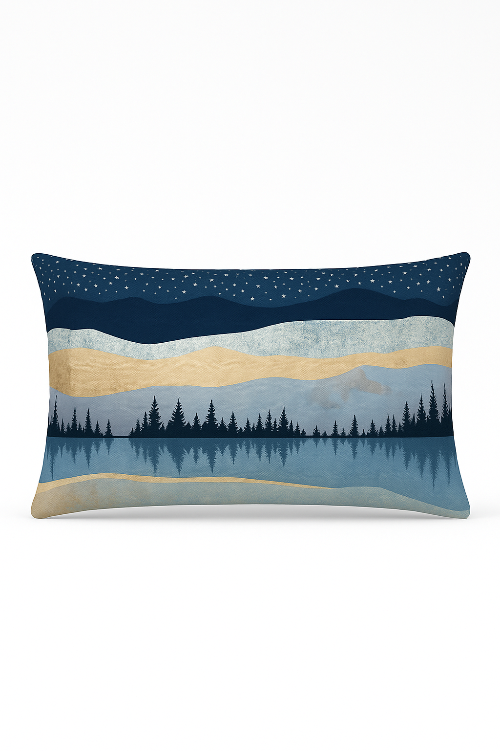 Brush-Painted Chinese Watercolor Rectangular Pillowcase
