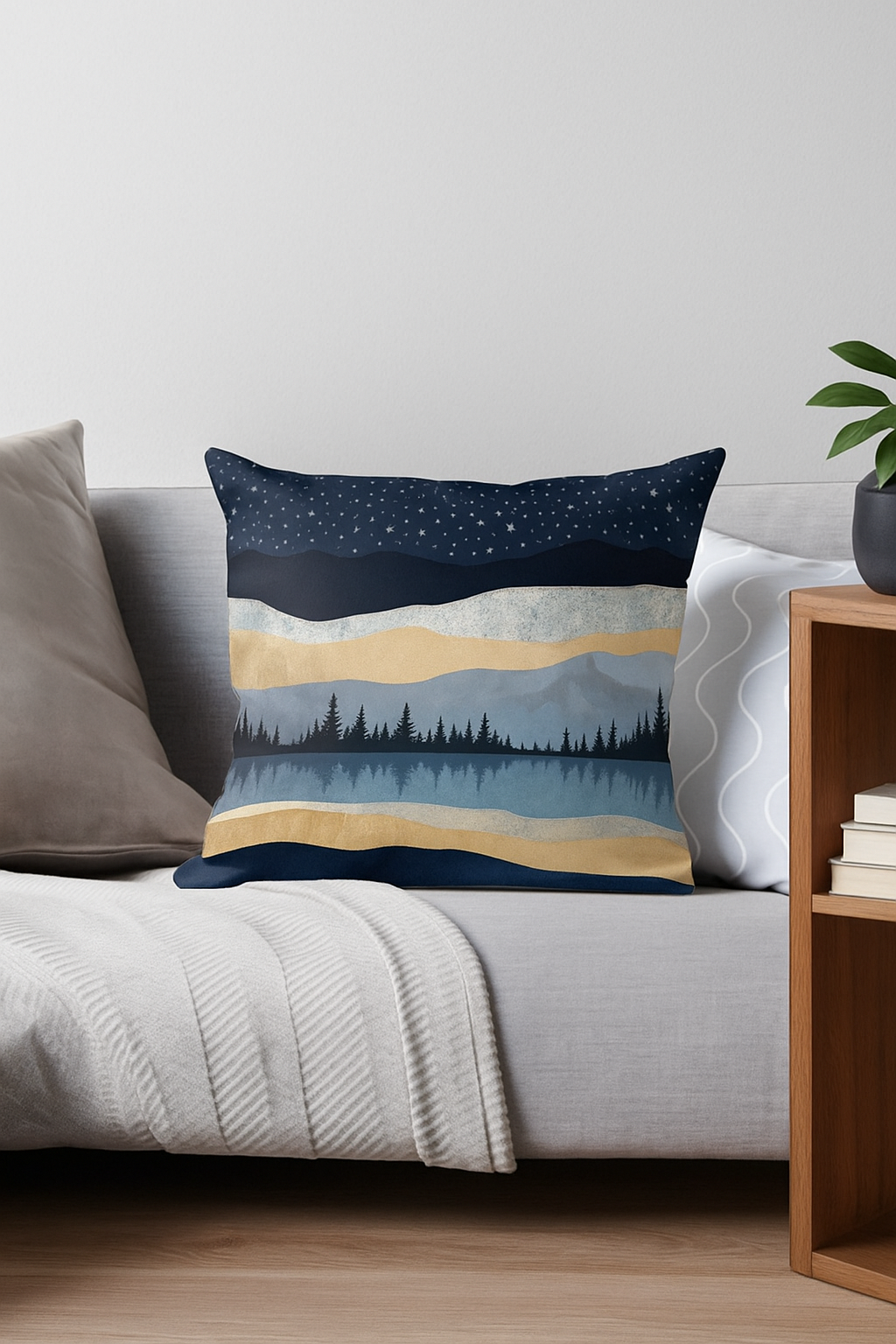 Brush-Painted Chinese Watercolor Rectangular Pillowcase - view 2