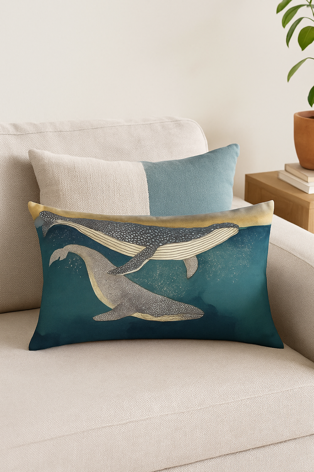 Rectangular pillowcase with decorative watercolor stripes 30 x 50 cm - view 2