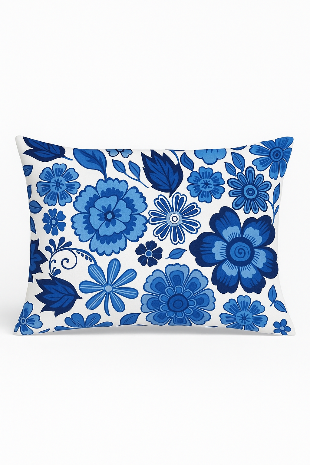 Rectangular pillowcase striped pattern blue flowers for home - view 2