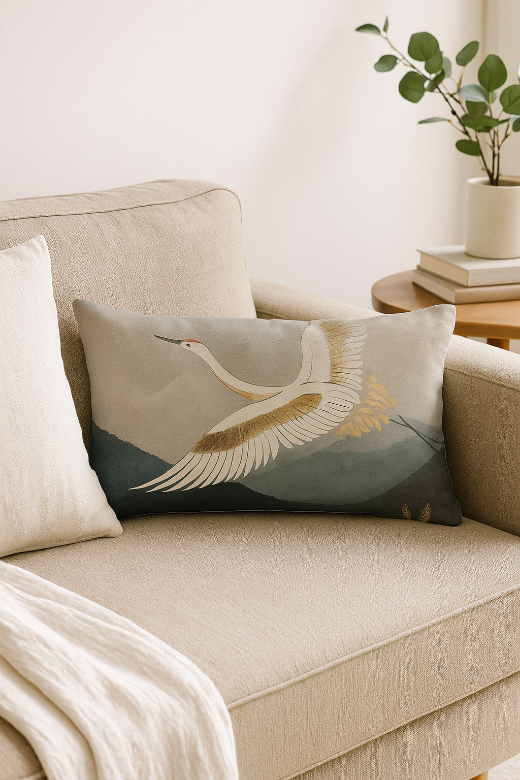 Chinese watercolor style rectangular pillowcase 30 x 50 cm - view 2