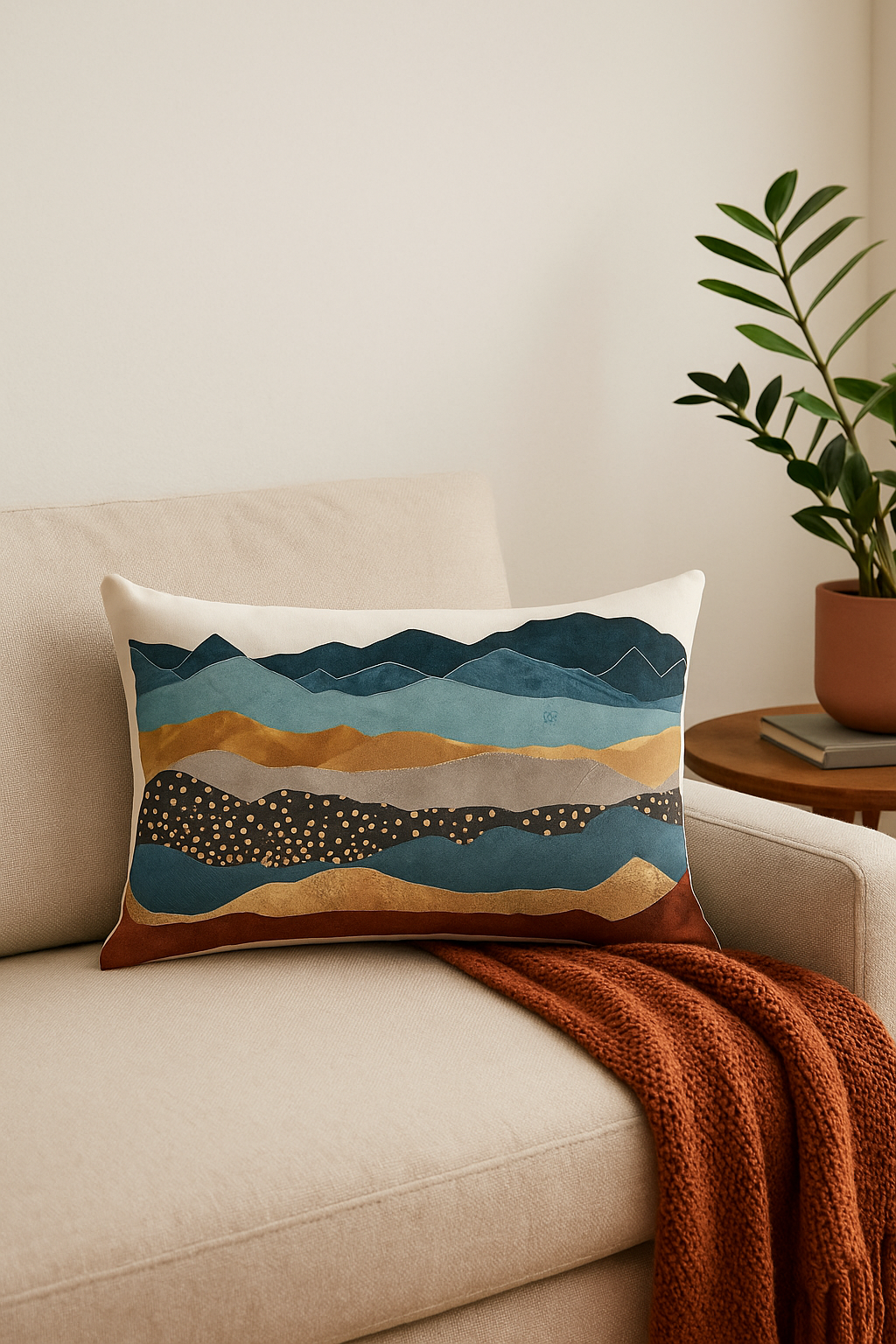 Chinese style rectangular pillowcase with watercolour stripes - view 2