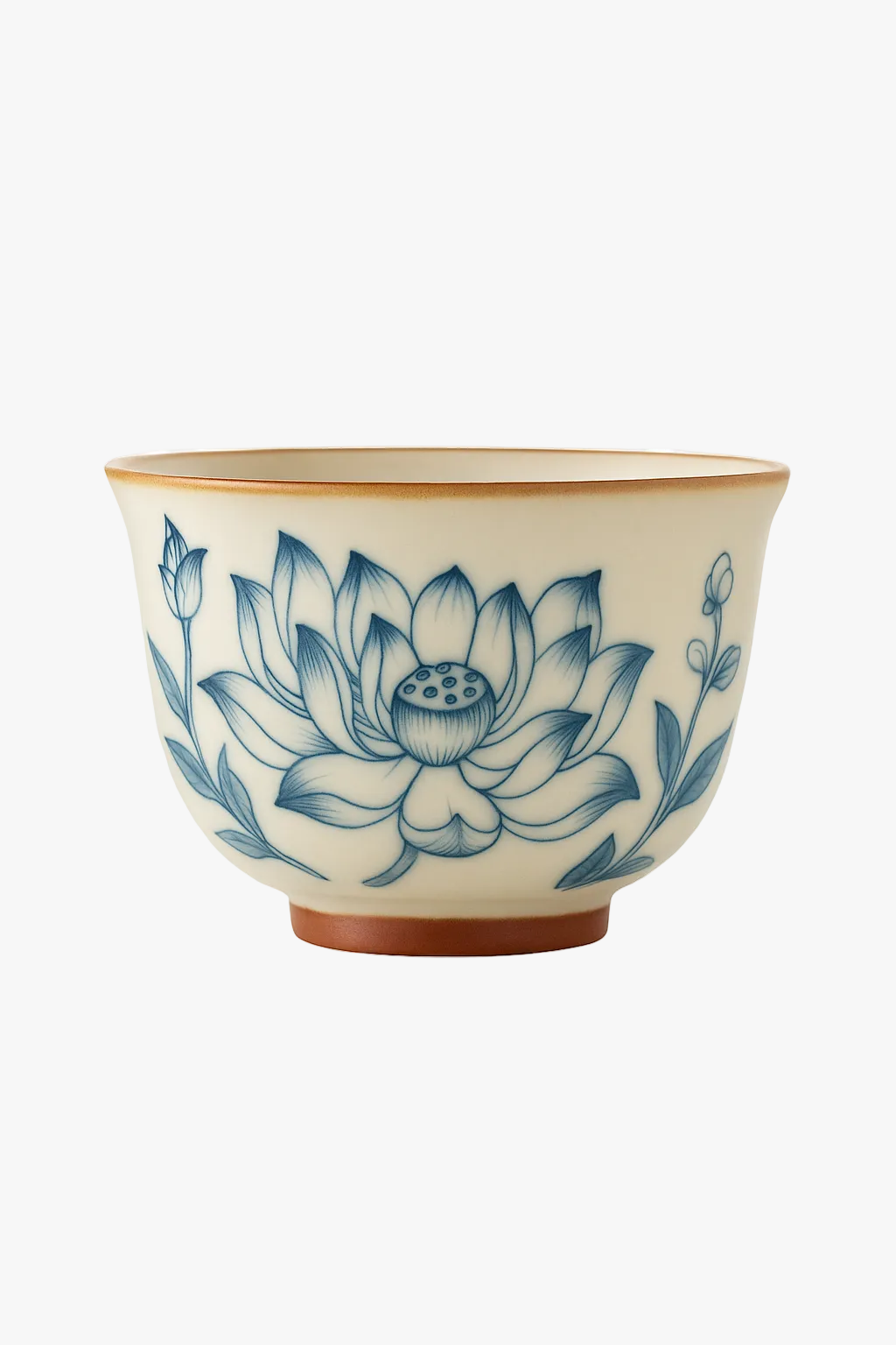 Chinese style ceramic lotus teacup meditation