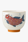 Arowana Pattern Ceramic Cup, On-Glazed Kung Fu Retro Style