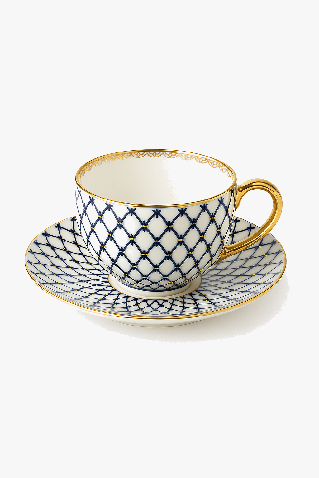 Cup ceramic style Nordic handle elegant gold