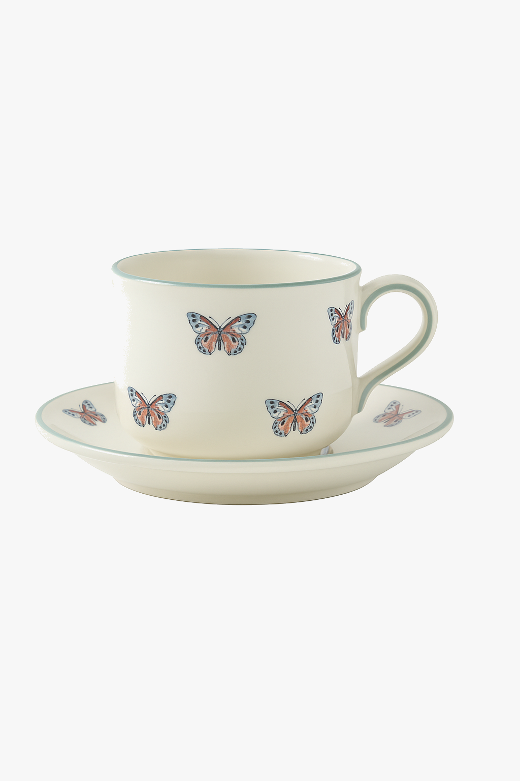 Cup ceramique london pottery motifs animaux papillon infuseur