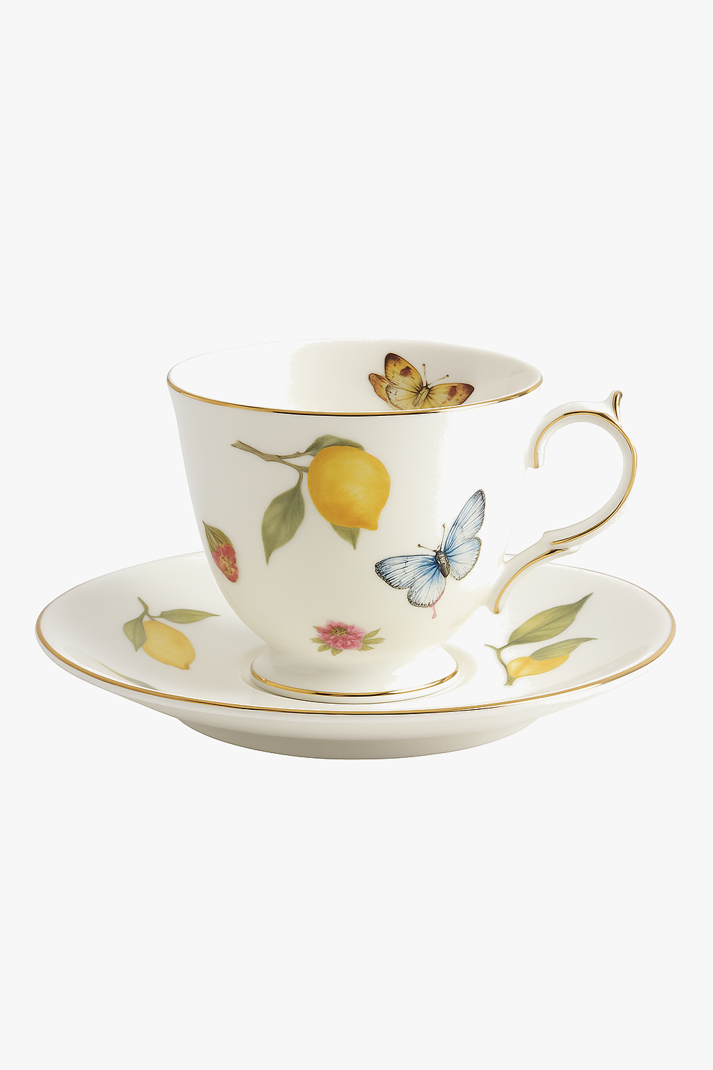 Ceramic Plate with Lemon Pattern, European Style