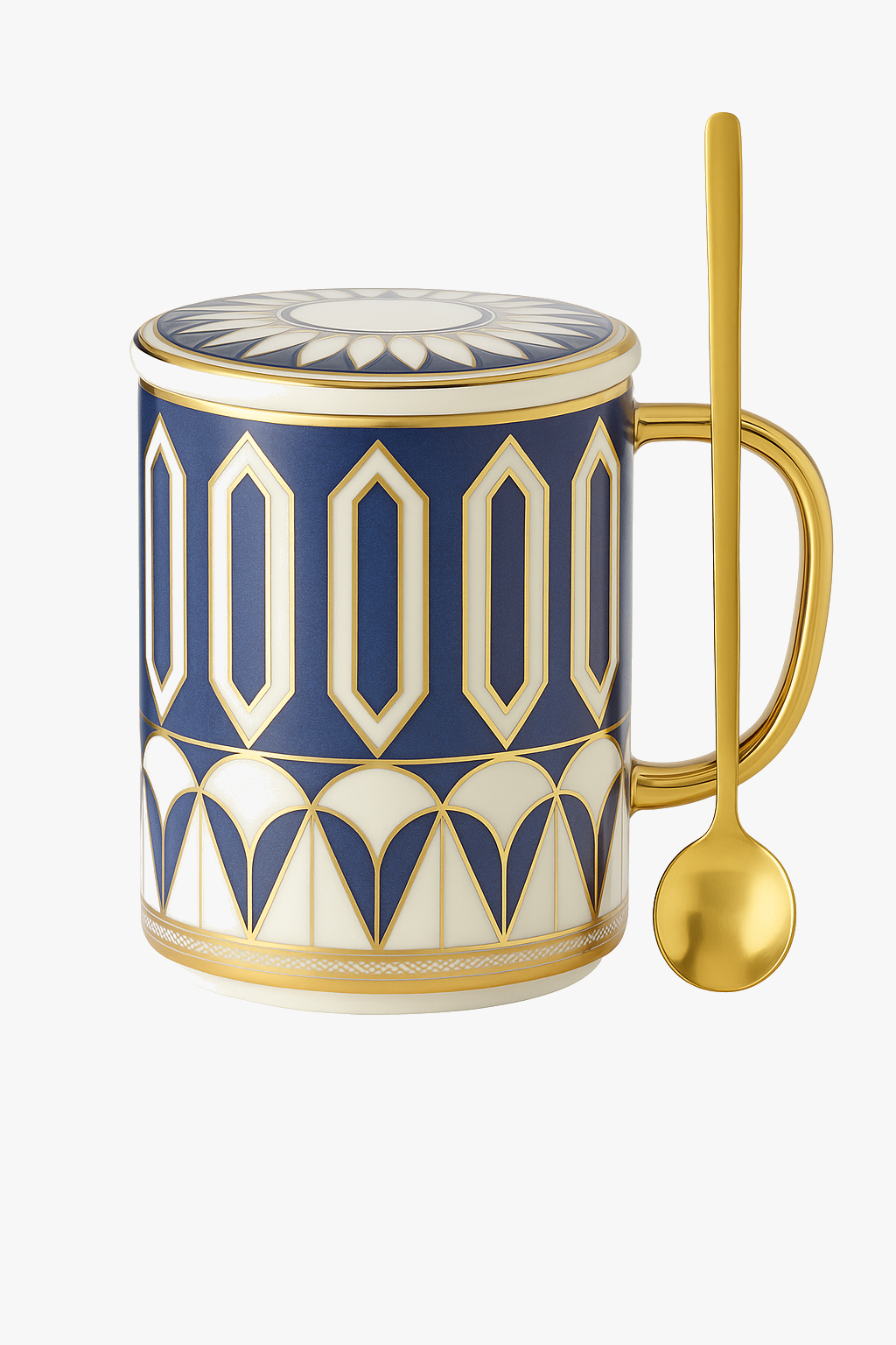 Ceramic cup British style spoonful lid elegant edge