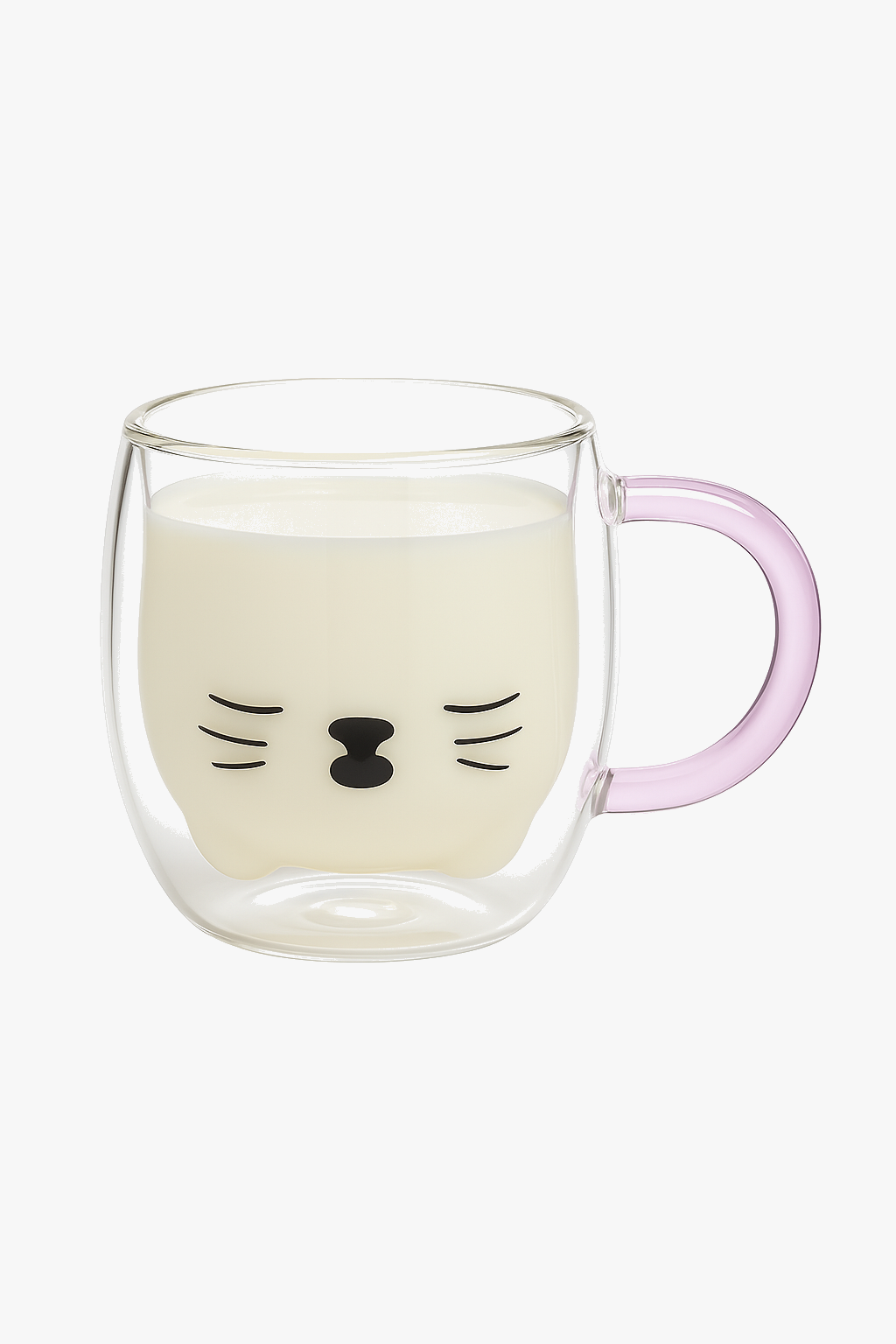 Cat Double-Wall Glass Cup with Handle, 250ml