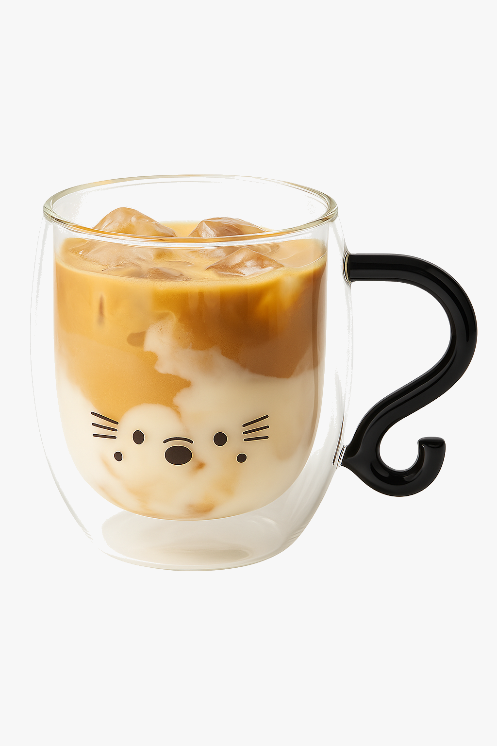 Cute Cat Design Double-Wall Glass Cup, 250ml