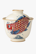 Compact Arowana Pattern Ceramic Cup in Kung Fu Retro Style