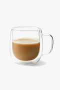 Double-walled glass borosilicate cup with insulating handle