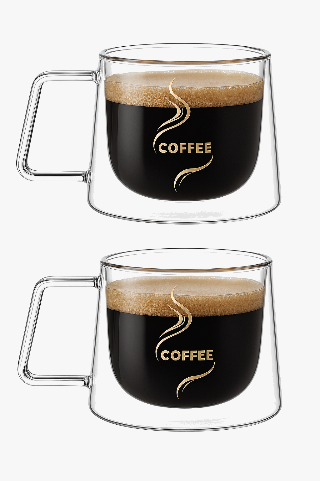 Cup espresso double wall glass with handle
