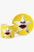 Italian Face Pattern Bone China Coffee Cup, 270 ml