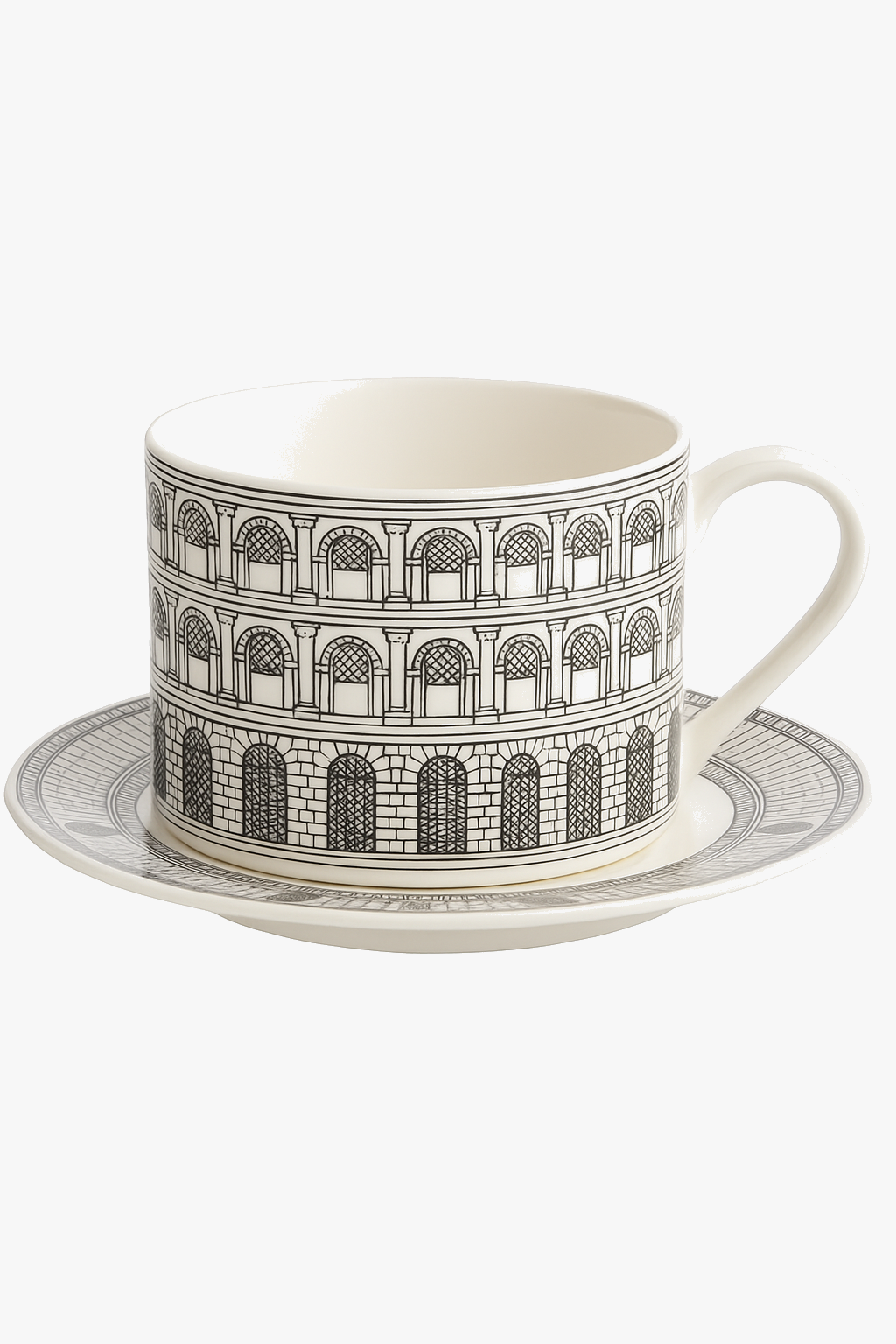 Italian Face Pattern Porcelain Coffee Cup, 270 ml