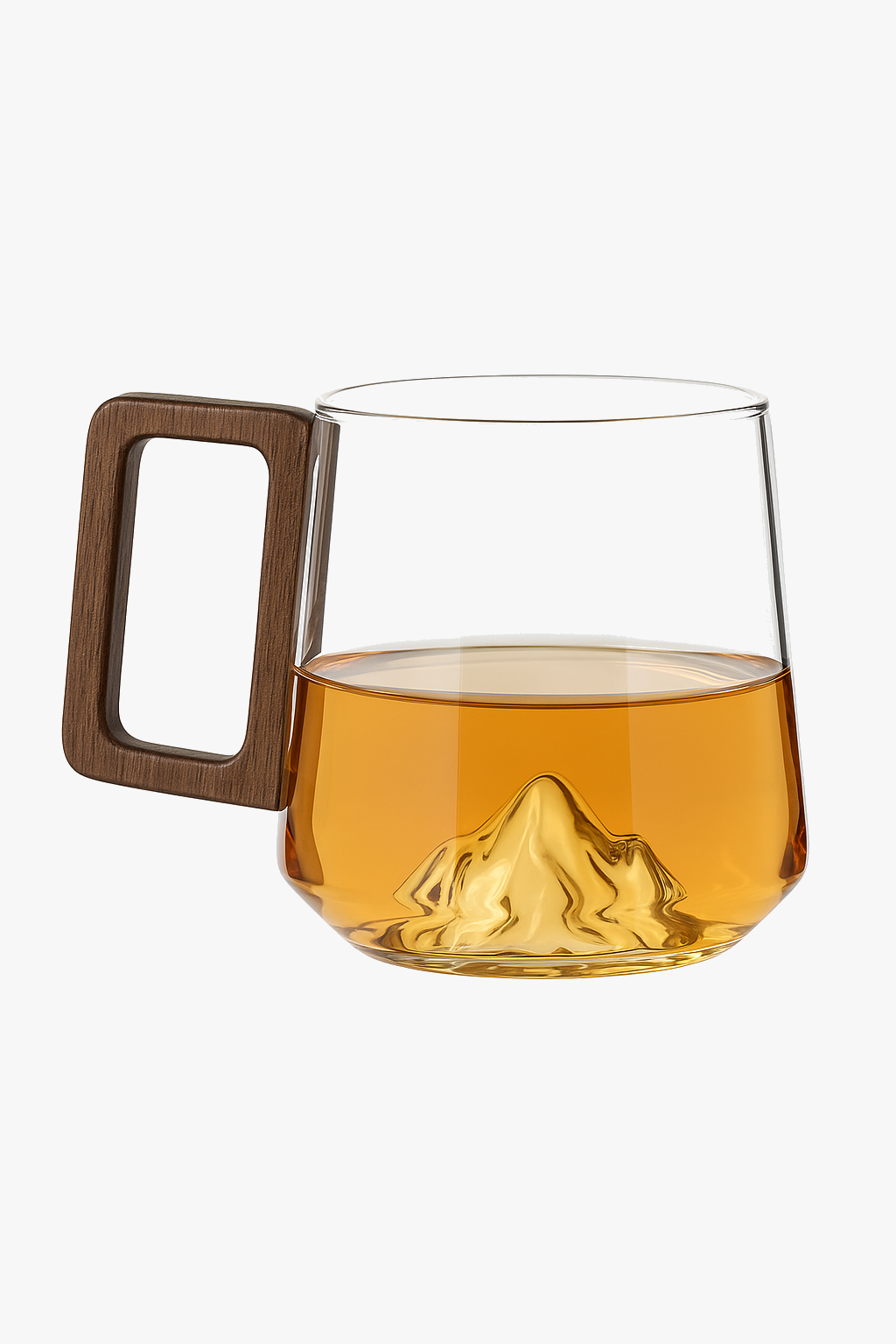 Tea cup glass borosilicate handle wood style minimal