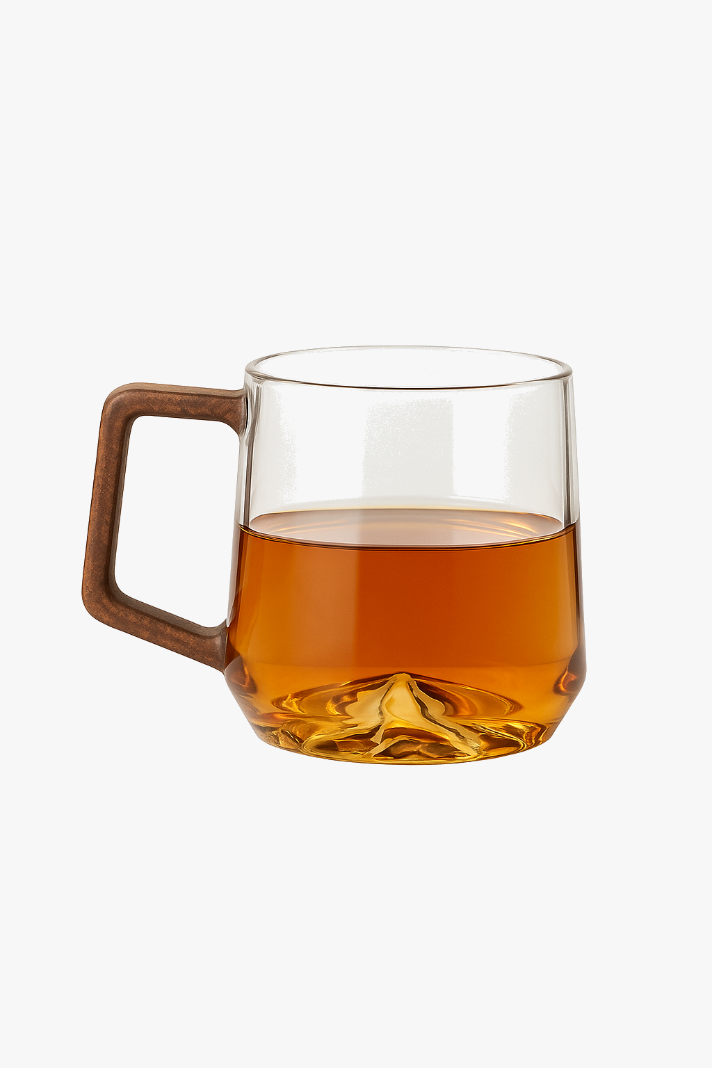 Tea cup glass borosilicate handle wood zen