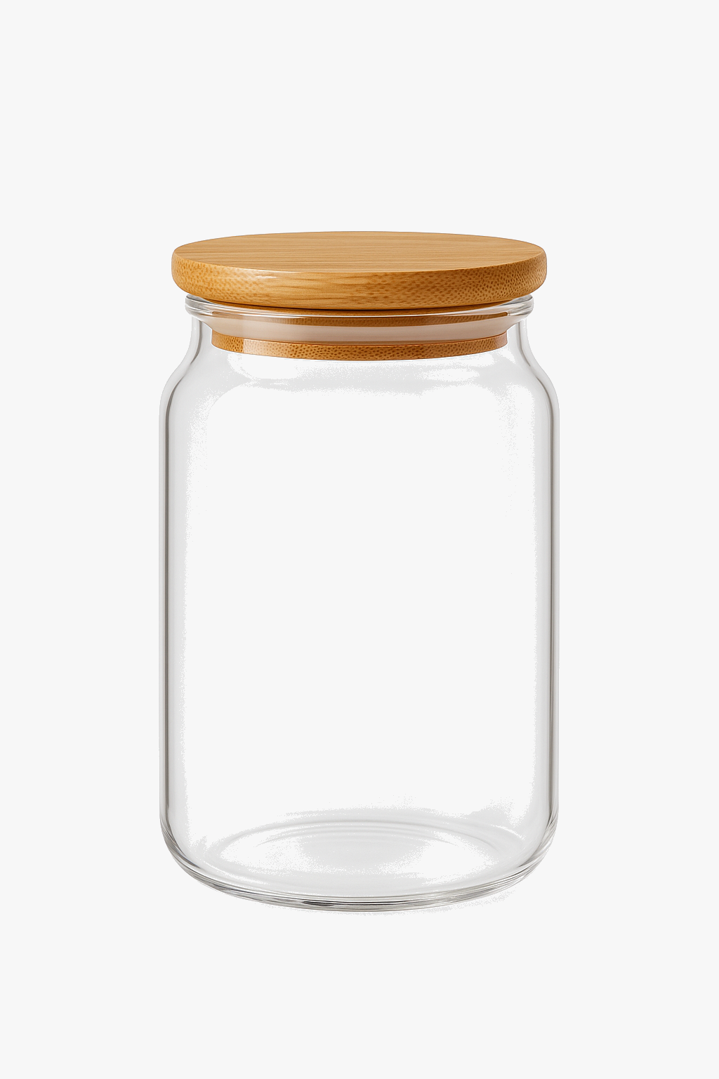 Cup glass can with bamboo lid and straw