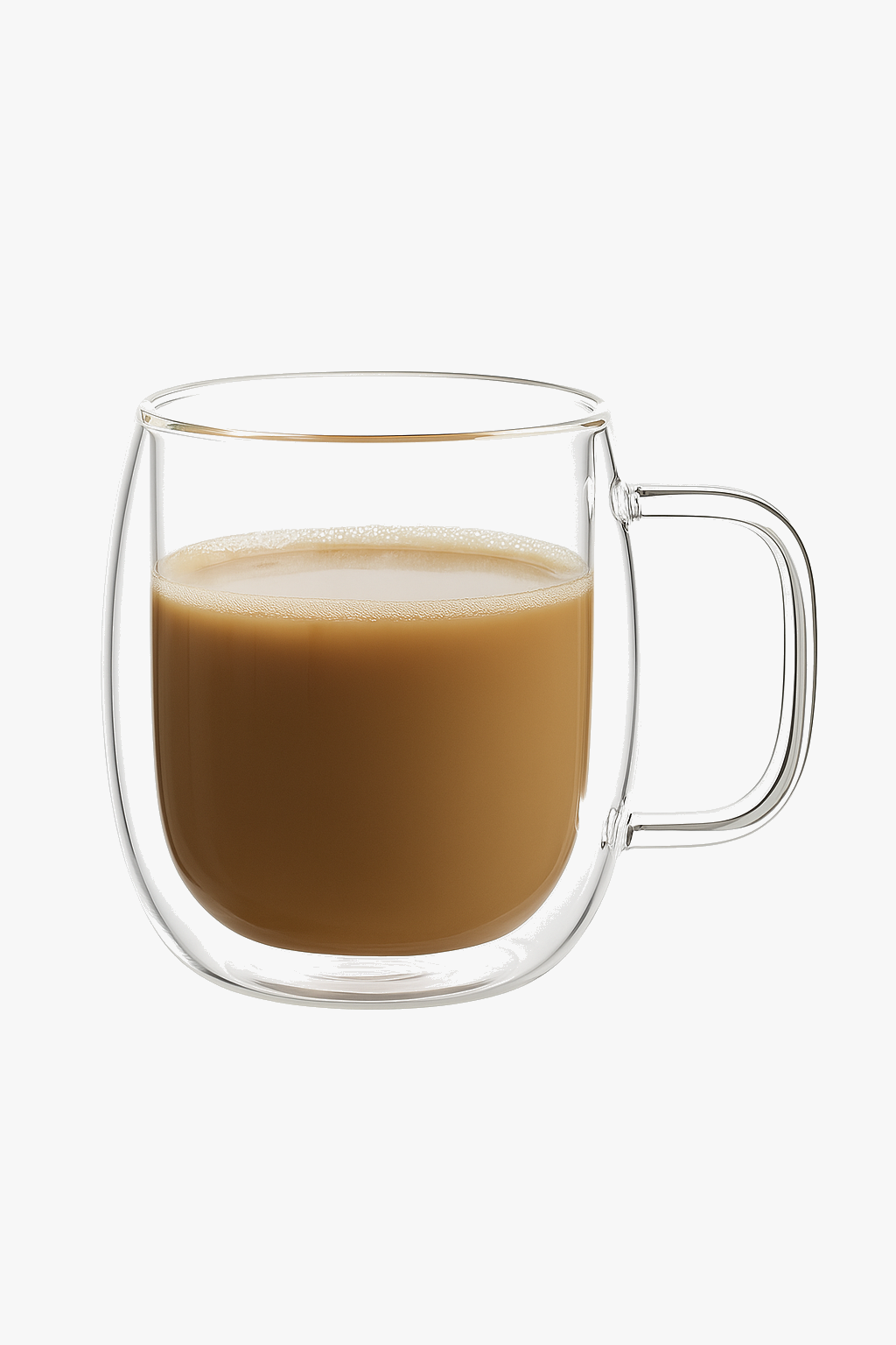 Double-wall glass cup with thermal insulation handle
