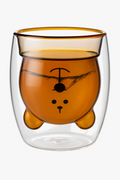 Cup glass double wall animal pattern 3d cute