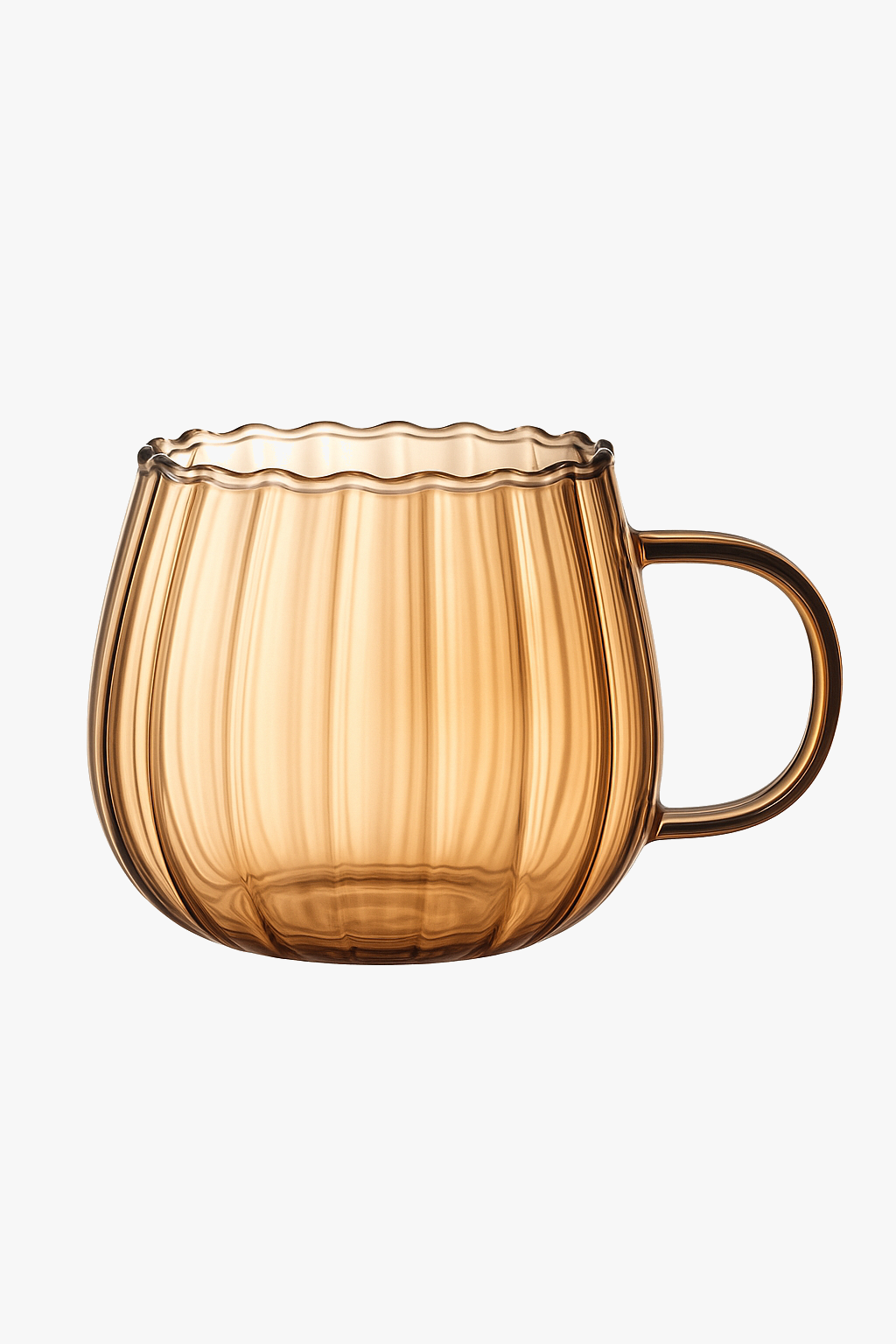 Striped Borosilicate Glass Coffee Cups, 400ml, Breakfast