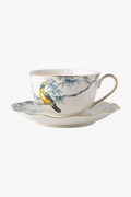 Teas and saucers flowers hand ceramic birds